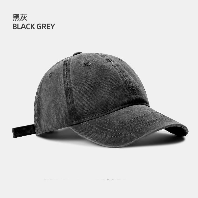 Washed baseball cap solid color trendy fashion casual men's and women's caps big head circumference versatile sun hat