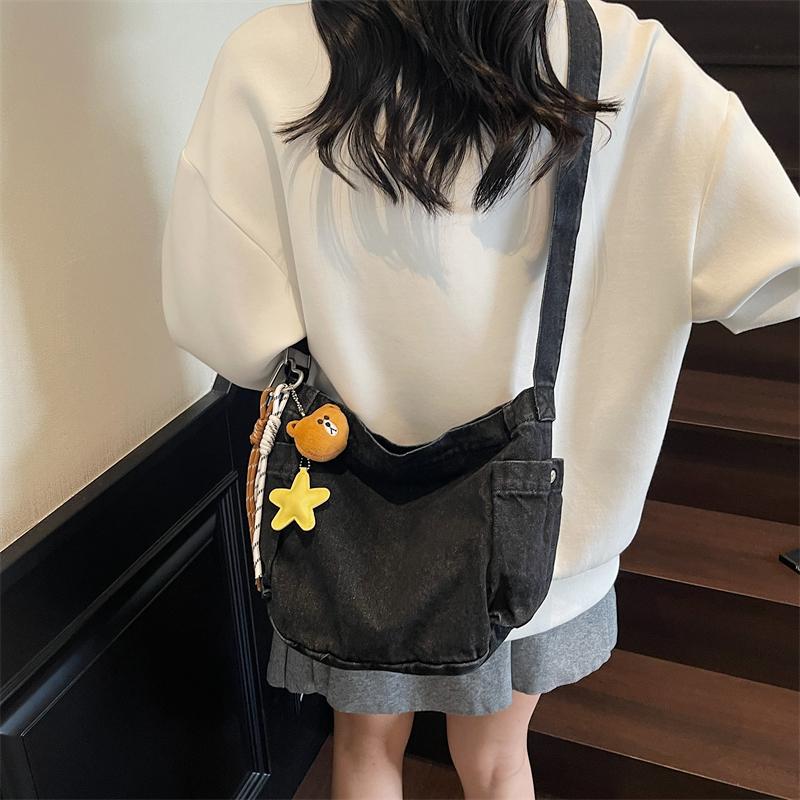 Denim-Umhängetasche mit großer Kapazität Damen Retro Pendler Umhängetasche