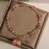 Exquisite Pink Rose Garden Crystal Bracelet & Rose Pendant Anklet for Women