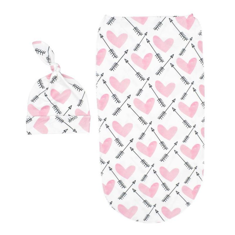 Newborn Swaddle Blanket With Beanie Set - Soft Stretchy 0-3 Months Baby Wrap, 2 Pack With Matching Hat - View #7