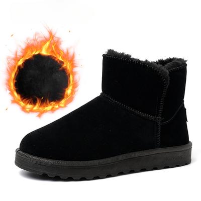 Winter Snow Boots for Men Water Resistant Faux Suede Walking Booties Shoes Warm Faux Fur Fleece Lined Anti-Slip Sole Short Ankle Snow Boots for Male