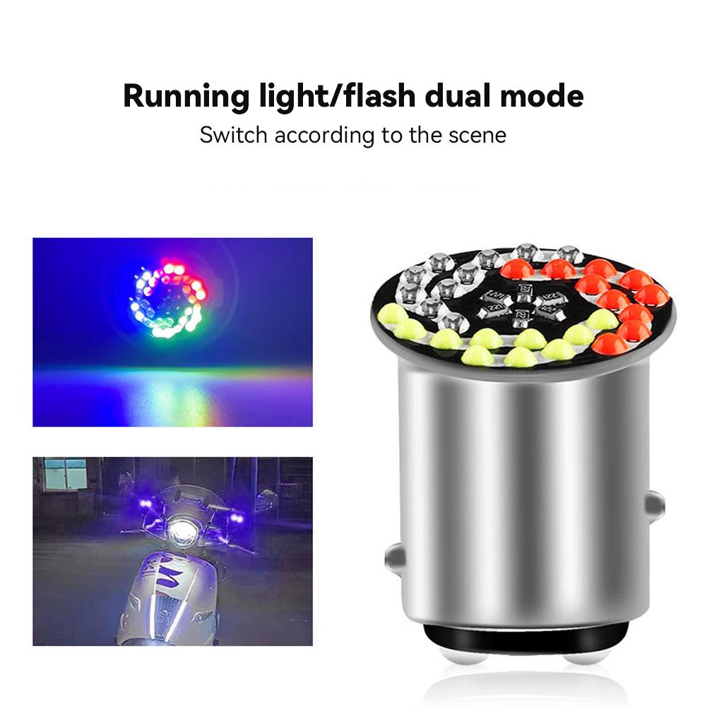 1157 RGB LED Motorcycle Headlight Bulbs 24SMD 30SMD Lamp Flashing Motorbike Bright 1157 BAY15D P21 5W