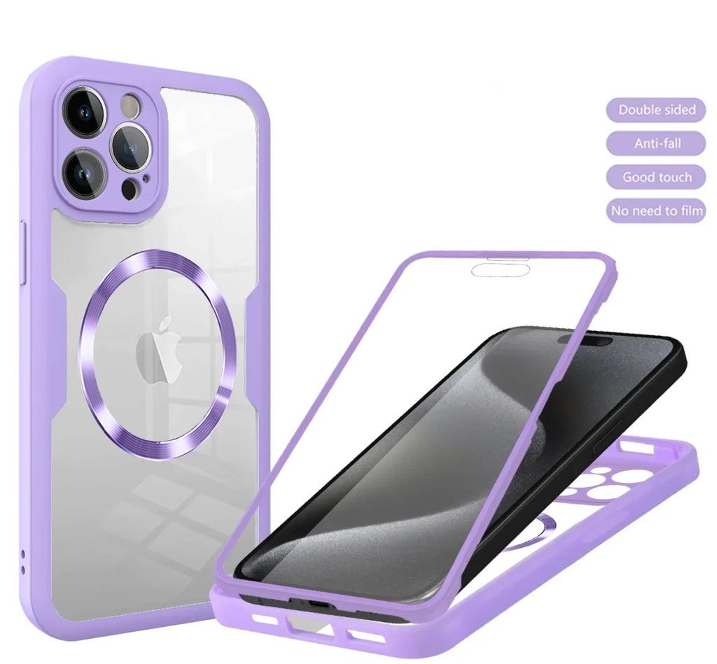 360-Grad-Displayschutzfolie für das iPhone 15 14 13 12 Pro Max 15Plus 14 Plus Magsafe Magnetische, klare, harte Rückabdeckung