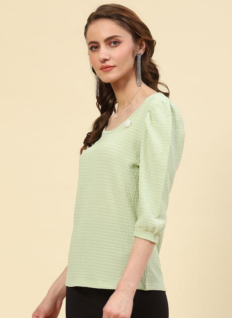 MONTE CARLO Women Regular Fit Green Top