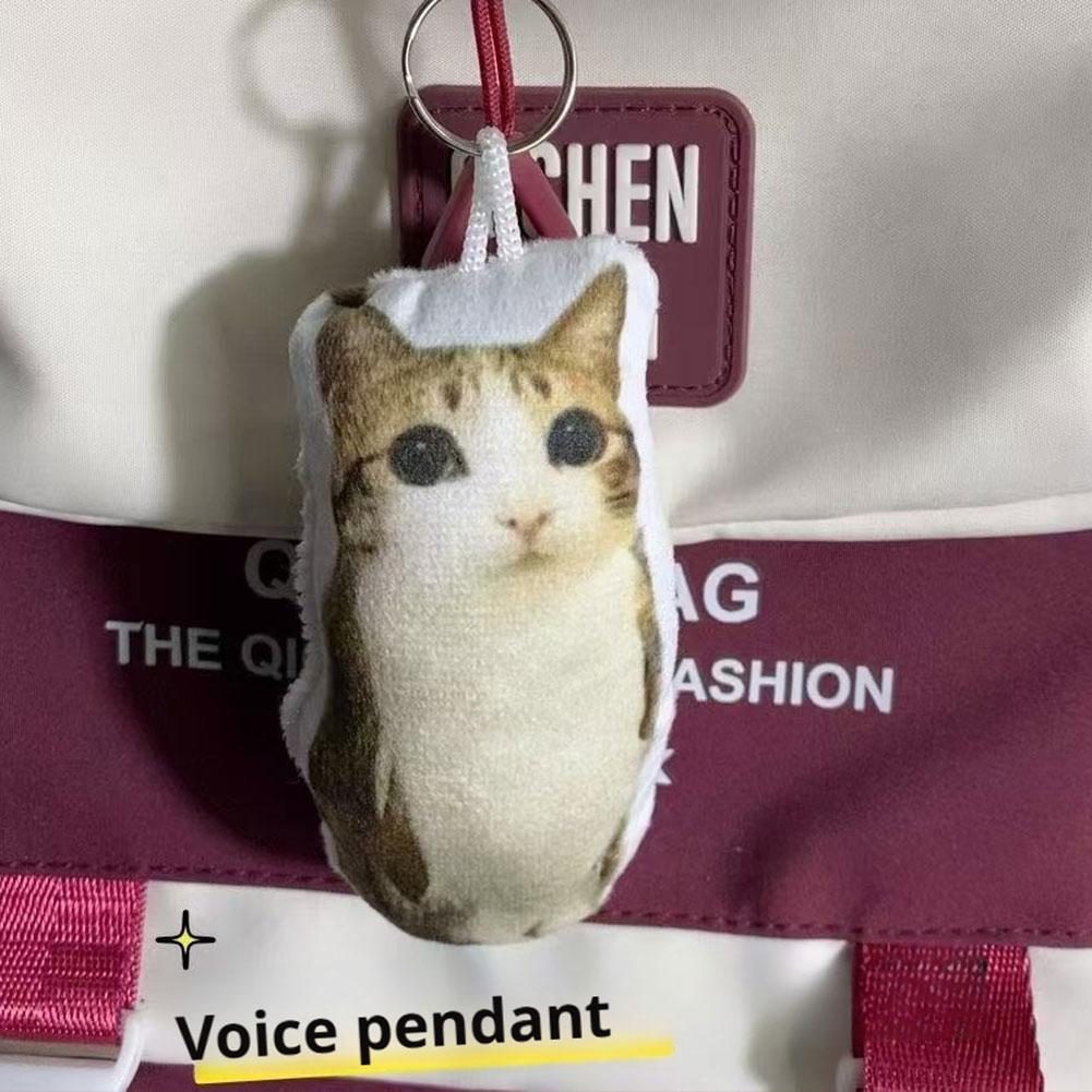 German Kitten Voice Cat Keychain Sound Hanging Decompression Reverses Plush Pendant With Sound Cute Pet Gift Voice Keyring Toy