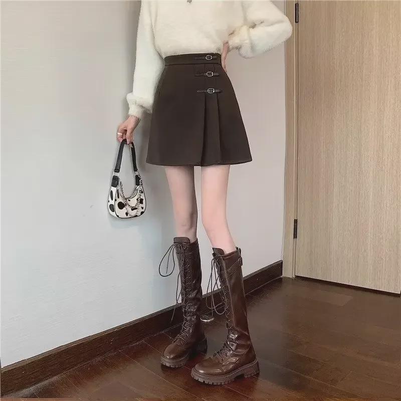 Women's Black Wool Skirt: A-Line Pleated, High-Waist, Short - Autumn/Winter 2024