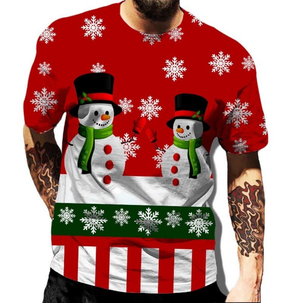 New Christmas 3D Print T-Shirt Men’s Fashion Casual Short-Sleeve Santa Claus Christmas Eve Top