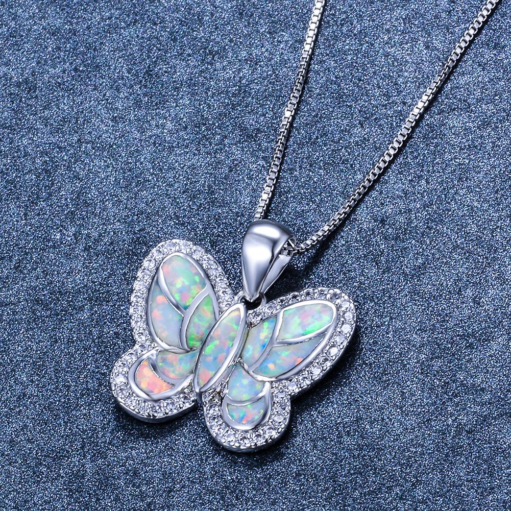 Hot Selling Multiple White Edged Small Diamond Butterfly Shaped Pendant Necklaces
