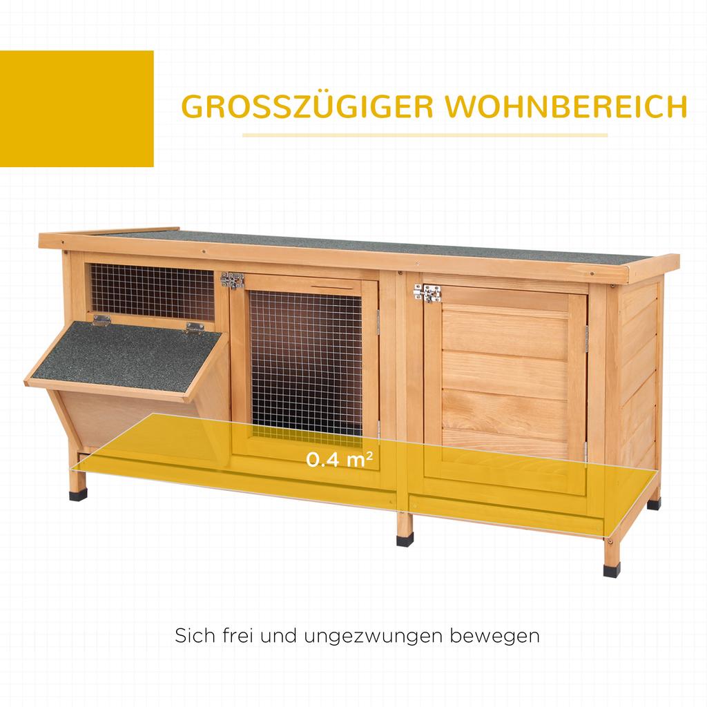 Wooden Rabbit Hutch 112x50x54 cm with Bitumen Roof and 2 Doors for Rabbits and Guinea Pigs