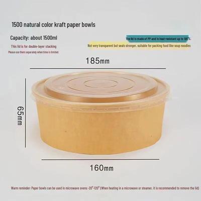 Lantuan 1500ml Disposable Kraft Paper Bowls with Lids