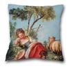 Artistic oil painting pattern throw pillow cover with short plush print living room sofa decoration cushion cover pillow covers