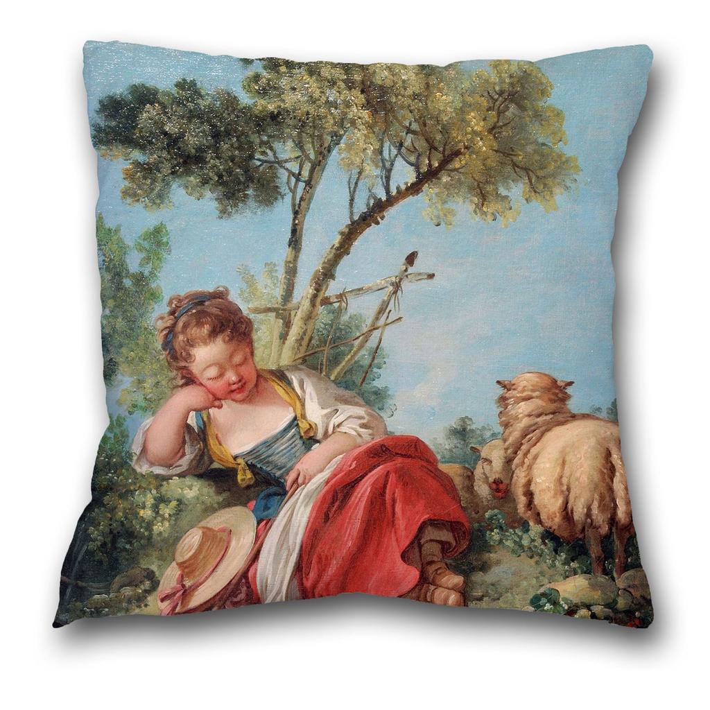 Artistic oil painting pattern throw pillow cover with short plush print living room sofa decoration cushion cover pillow covers