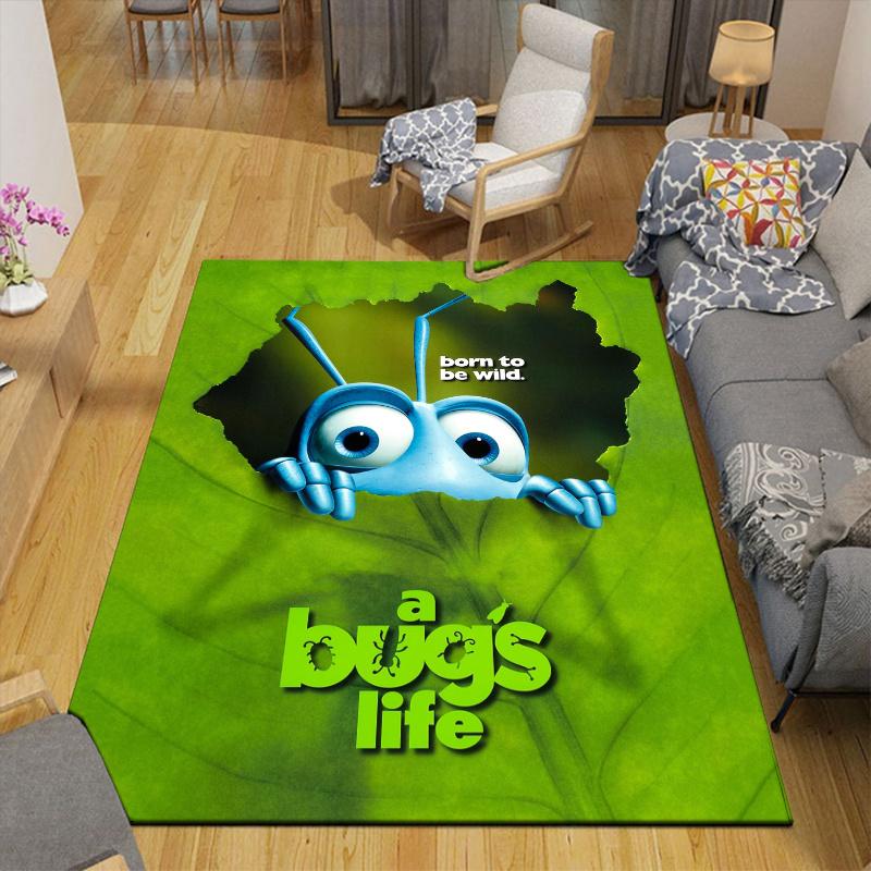 A Bug's Life Home Sofa Decoration for Living Room & Bedroom, Non‑Slip Play Flannel Floor Mat for Game Room