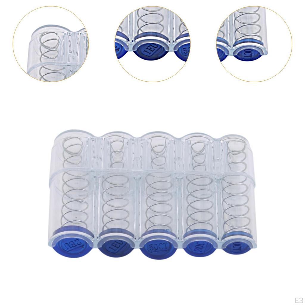 Box Collection Case 10pcs, 20pcs, 50pcs, 1 Euro, 2 Euro Office Storage Dispenser