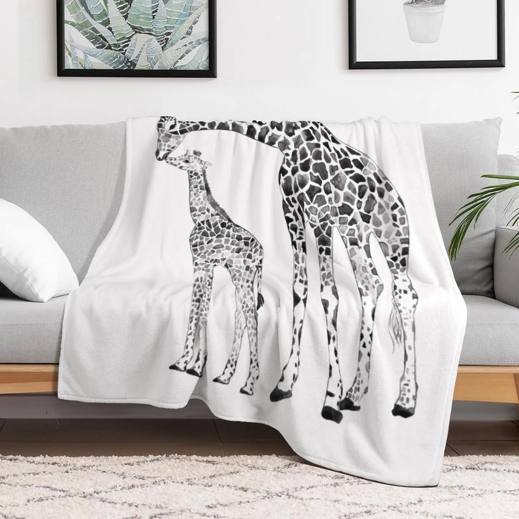 Giraffe black and white Throw Blanket Stylish Warm Blanket for Living Room Bedroom