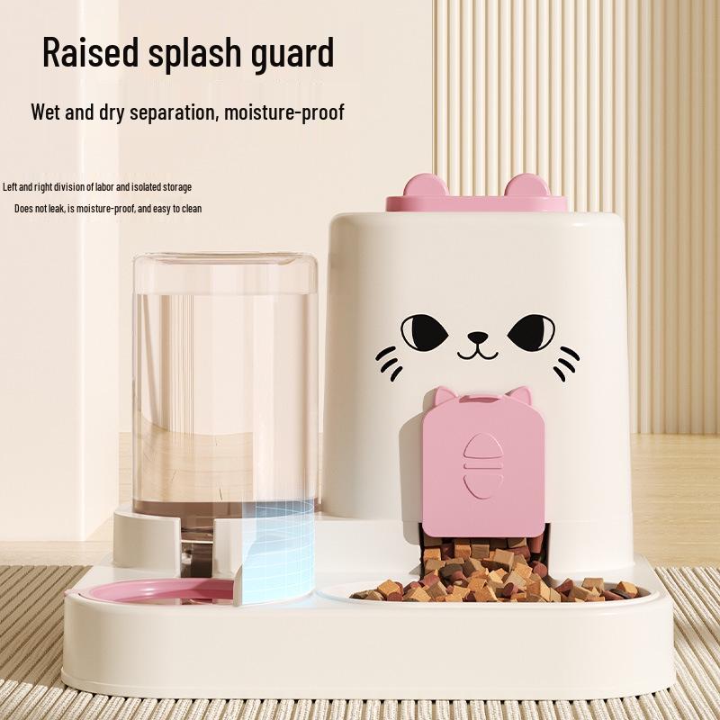 Integrated Cat and Dog Feeder: Cross-Border Wet/Dry Bowl with Water Dispenser and Storage