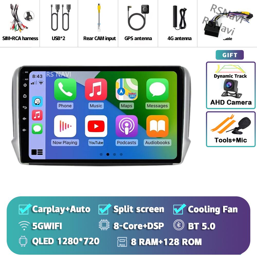 Android 14 Carplay Car Radio For Peugeot 2008 2013 - 2020 Multimedia Video Player Navigation GPS Stereo 360 Camera Head Unit DSP