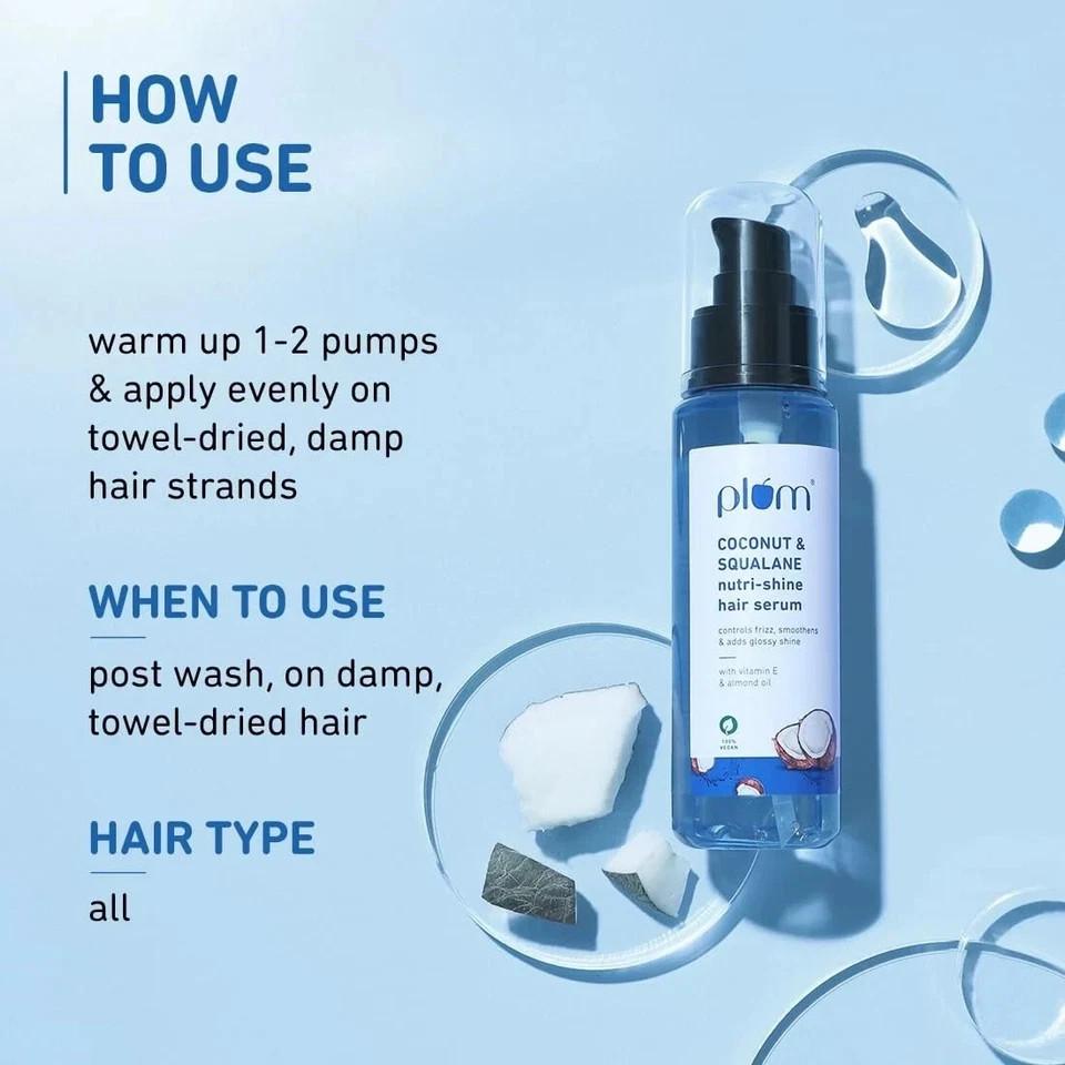 Plum Coconut Nutri-Shine Hair Serum For Smooth, Shiny Hair (75ml)