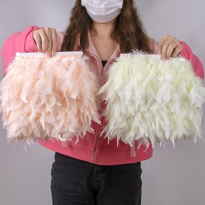 Fluffy Turkey Feathers Trim Fringe Ribbon Fluffy Marabou Feather On Tape Fringes Sewing Trimmings DIY Clothes Dress Decoration