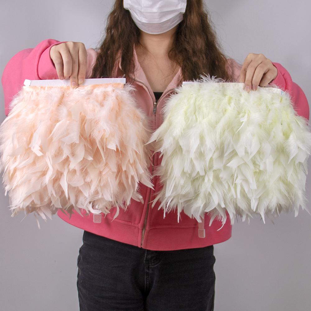Multicolor Natural Turkey Feather Trim Ribbon 4-6 Inches Fluffy White Marabou Feathers Trims Lace for Party Skirt Clothing Decor