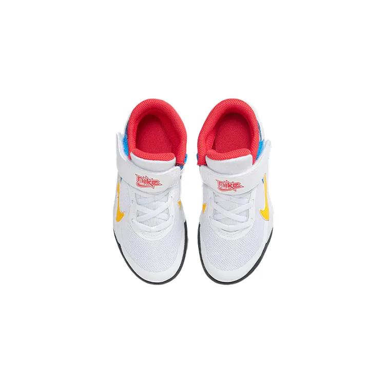 Nike Team Hustle D 10 Flyease Cushioning Breathable Low top Performance Basketball Shoes White Blue Yellow Kids' (Unisex)