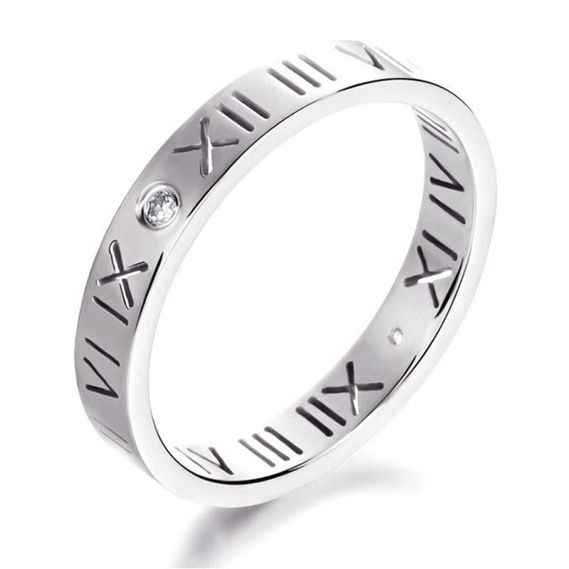 

Goldwhite Rose Classic Gold Plated Hollow Roman Numeral Zircon Ring Wedding Silver,8