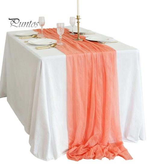 Heat Resistant Table Runner Sheer Flowing Runner, Chiffon Wedding Elegant Solid Color Durable for Dining Home Bridal Shower Party Decor Decorative
