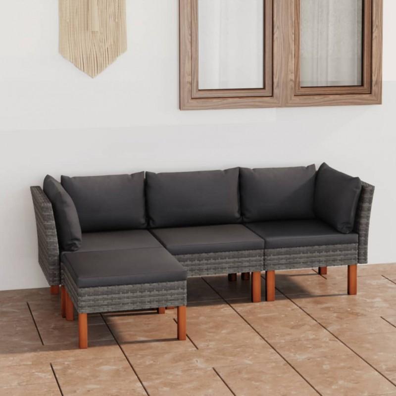 Day and Night - Day and Night Garden Furniture Set 4 Pieces and Gray Synthetic Rattan Cushions