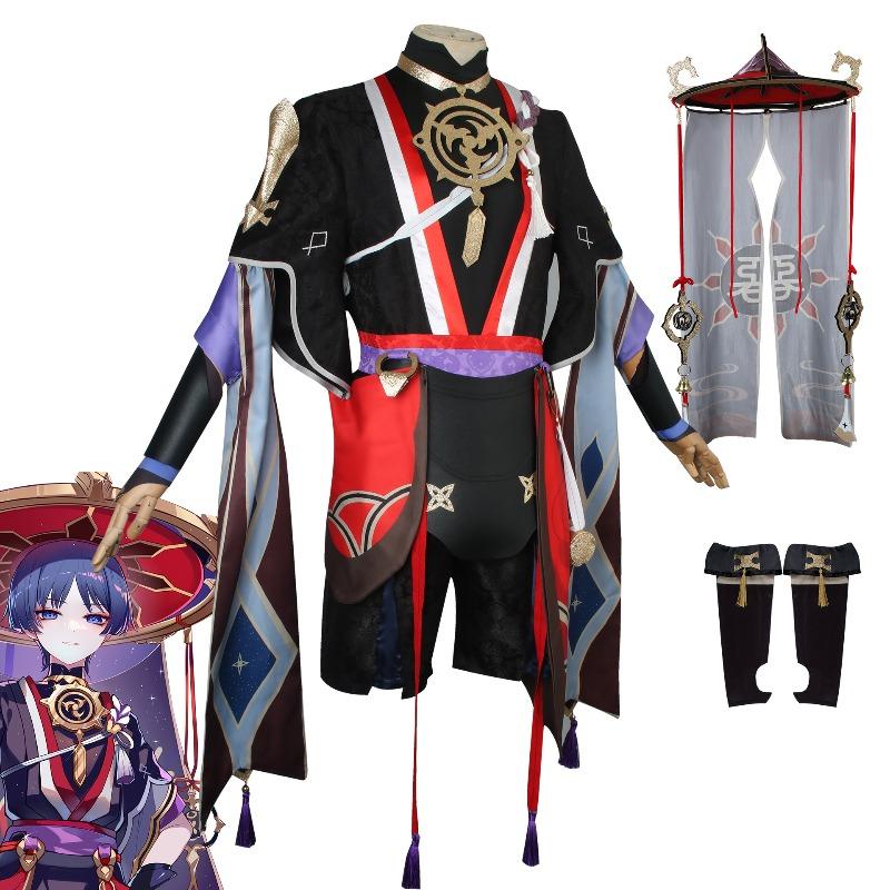 Serviço de cosplay original do deus wanderer cosplayer escaramuçador wanderer animação jogo roupa peruca terno de serviço c masculino