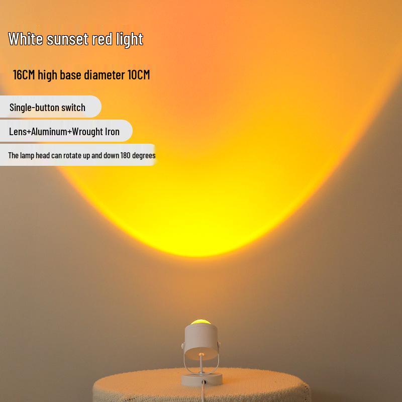 Rotující Stolní Lampa s Vlnkami Vody – Atmosféra Západu Slunce Červená & Noční Světlo