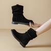 Slimming Round Boots, Women's Shoes, Retro Casual Boots, Versatile Mid-calf Boots