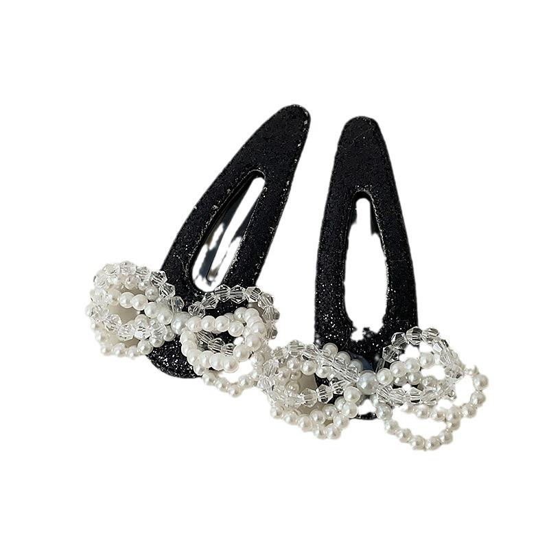 Sparkling Pearl Crystal Bow Hairpin Bangs Clip Hair Accessories Headgear Side Clip
