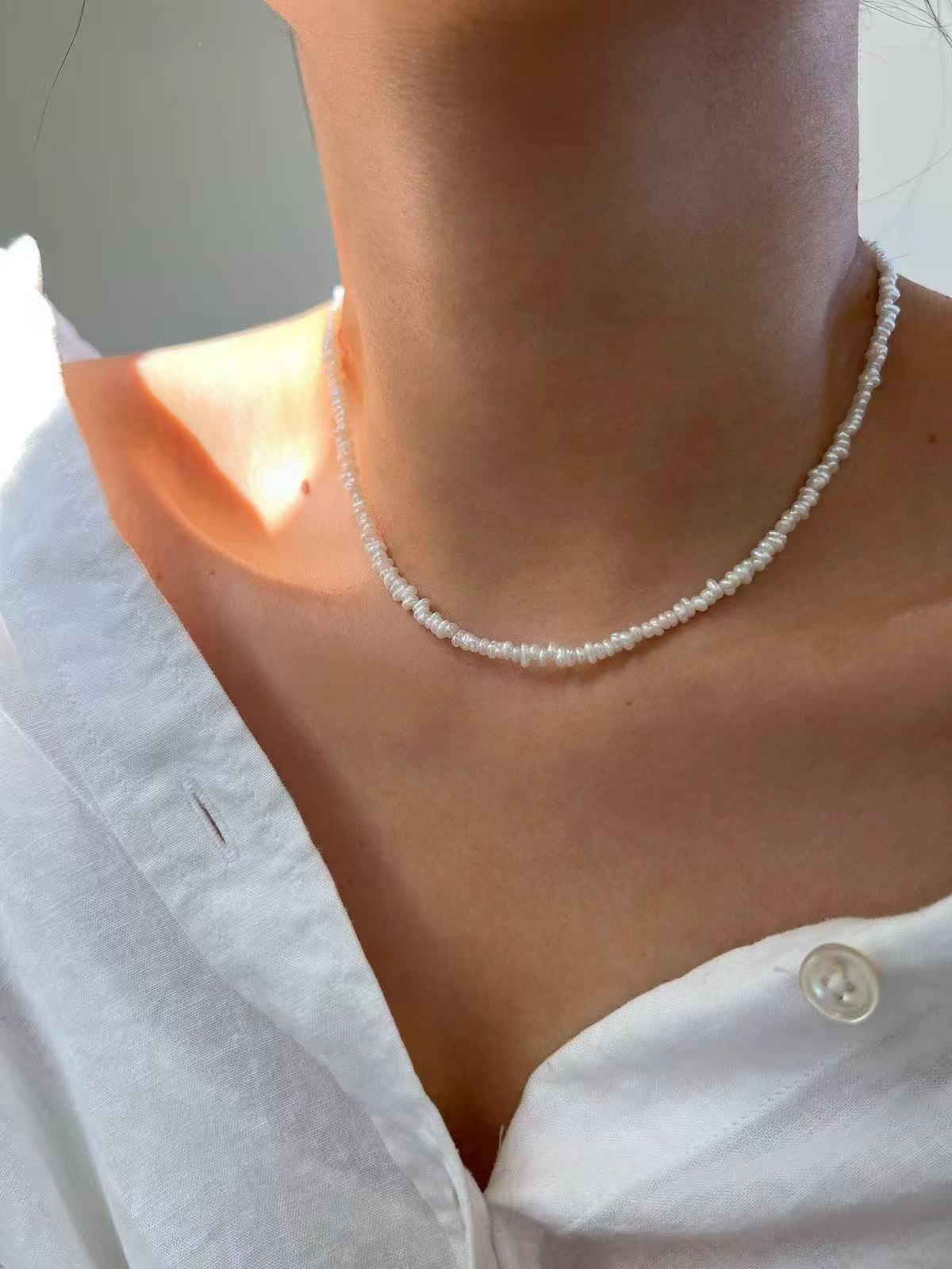 

Vlen Elegant Mini Freshwater Pearl Necklace for Women Luxury Gift Jewelry Fashion Trendy Pearl Choker Collar Gift