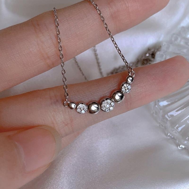 S925 Sterling Silver Geometric Curved Necklace Female Korean Version Personalized Versatile Diamond Pendant Autumn and Winter New Collarbone Chain
