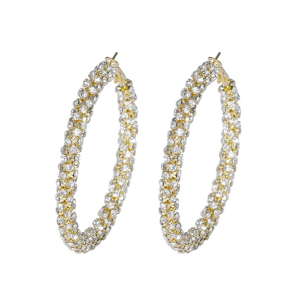 Luxury Rhinestone Hoop Earrings: Simple, Fashionable, and Exaggerated Design for Women
