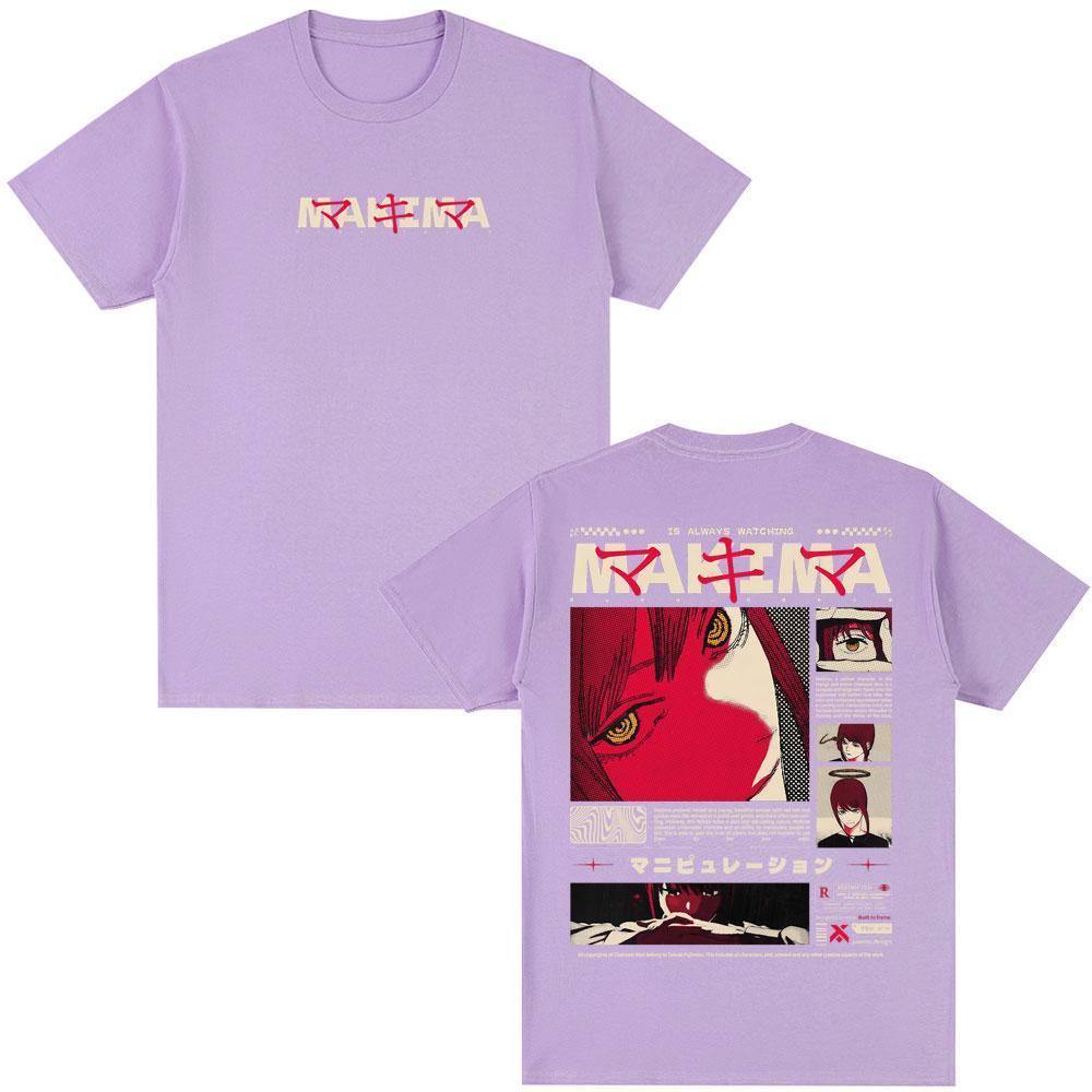 Japanese Anime Chainsaw Unisex Makima Tshirt Unisex Women Clothing Fashion Short Sleeve T Shirts Cotton Oversized Tshirts Streetwear