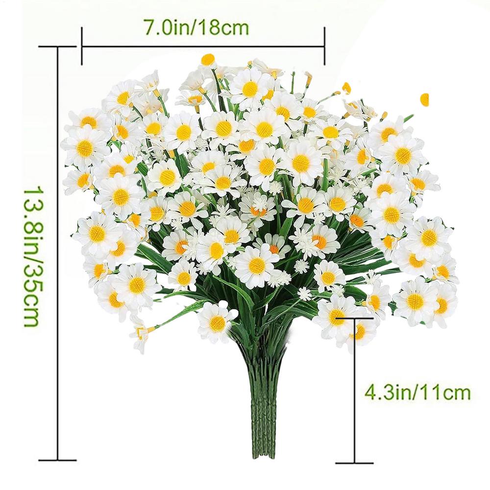 Artificial Daisies Fake Flowers UV Resistant Shrubs, Hanging Plants Garden Porch Home Wedding Farmhouse Decor Daisies Flowers