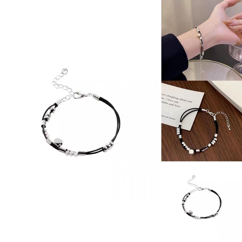 Unique Geometric Silver Square Leather Bracelet For Men And Women 2024 Summer