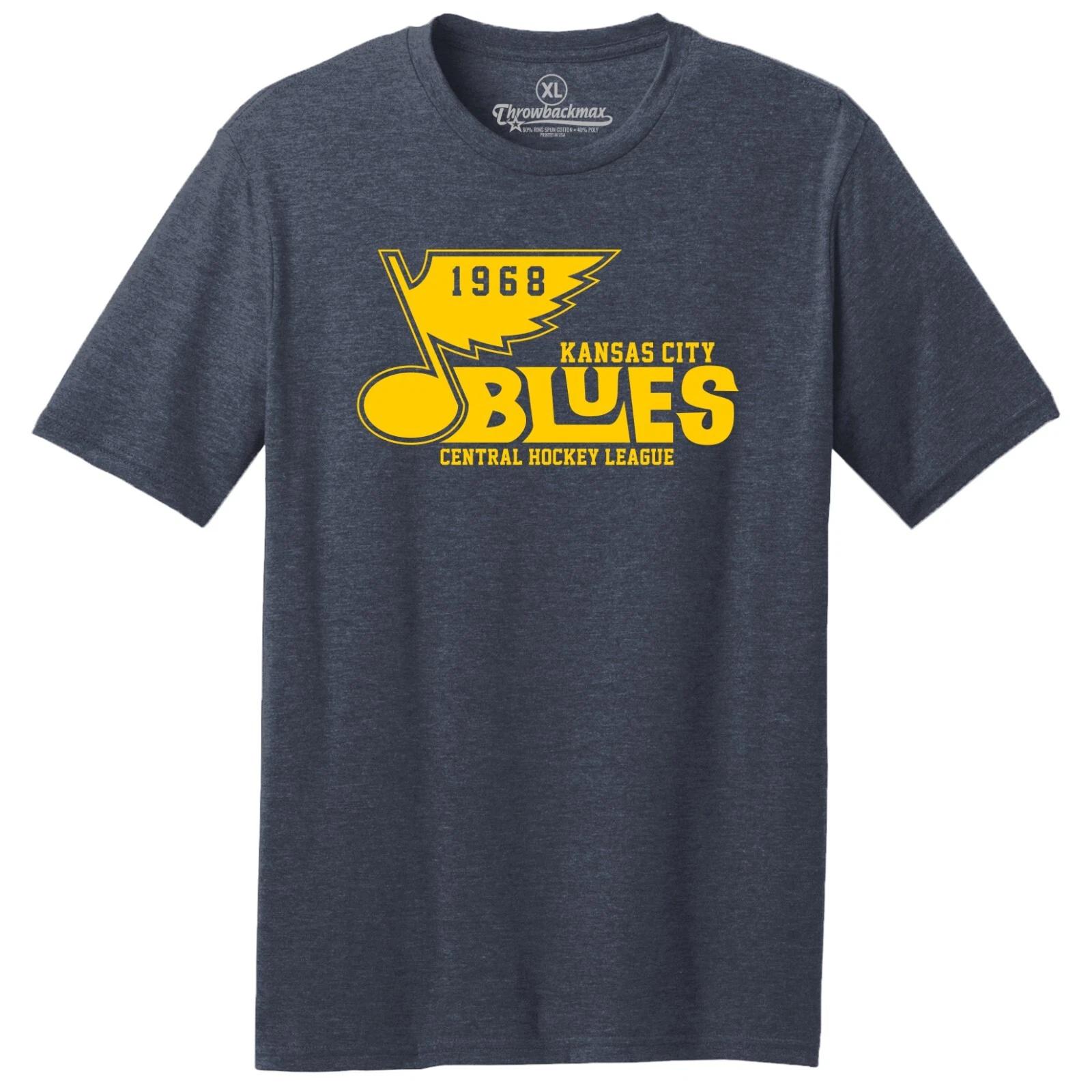 Kansas City Blues 1968 CHL Hockey TRI-BLEND Tee Shirt - St. Louis Blues 3XL