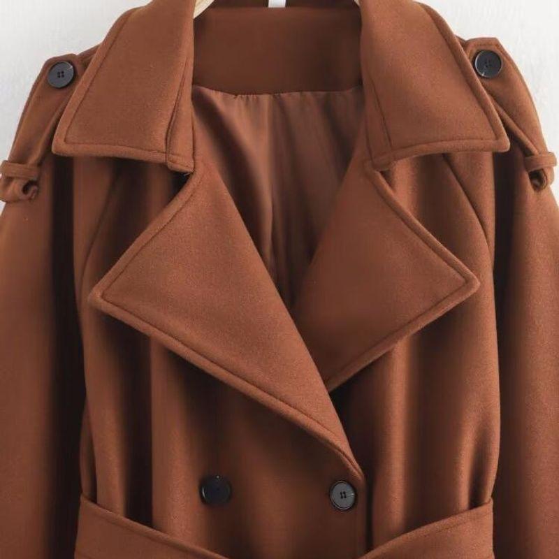 Kaslead New Arrival Women's Clothing Fashion Style Fashion Minimalist Loose with Belt Double Breasted Long Overcoat Outerwear