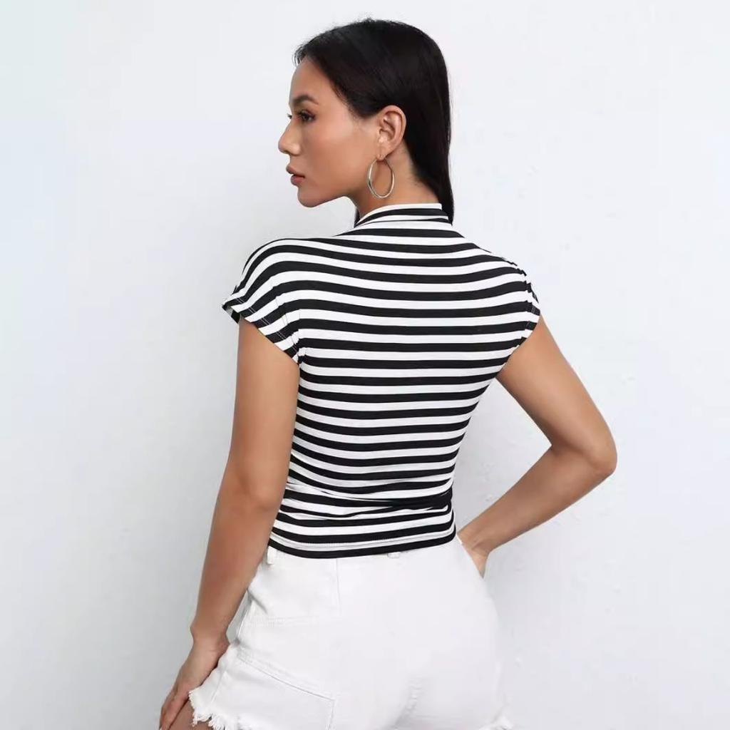 Summer Women's Striped Sleeveless Slim Fit Sexy Crop Top, Fashion Streetwear Going Out Top for Women, European American Style