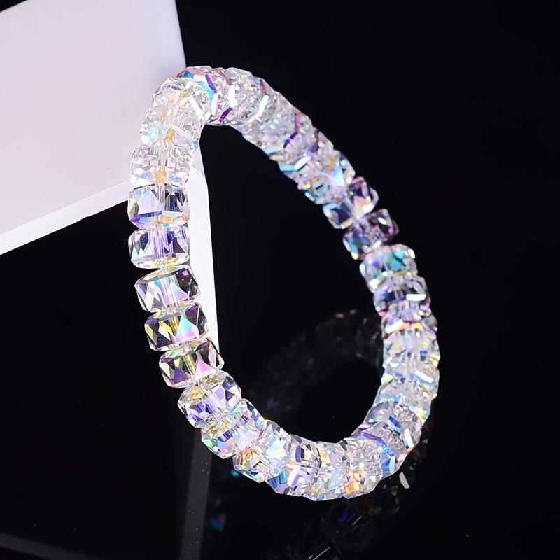 Star shaped crystal bead bracelet, colorful faceted gem jewelry for daily & formal ladies wear