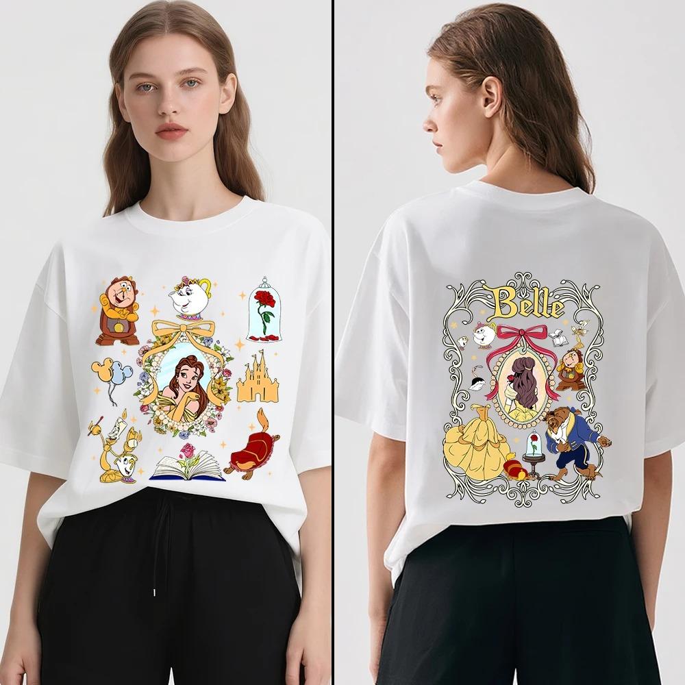2026 Cotton T Shirts Beauty And The Beast Belle Print For Unisex Casual Comfortable Daily Wear Soft Tee Top