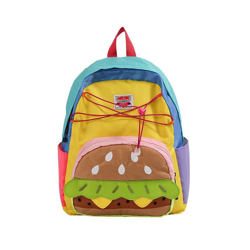 Schoolbag Korean Version Cute Burger Backpack Parent-child Travel Travel Contrasting Color Backpack Large Capacity Casual Student Schoolbag