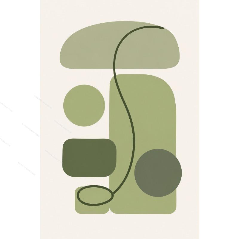Sage Green Abstract Line Art Canvas Gallery Wall Prints Minimalist Geometric Leaf Face Wall Art Boho Neutral Modern Home Decor