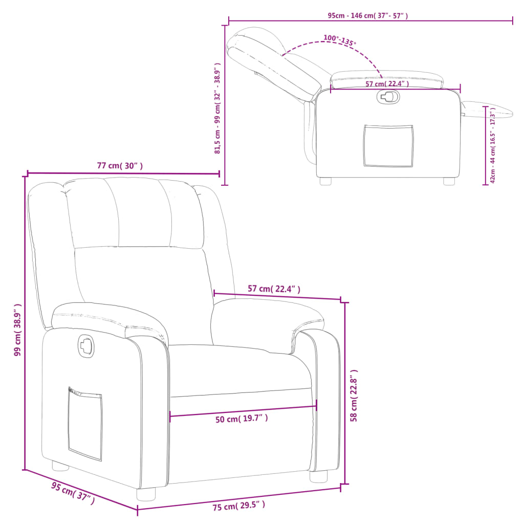 Relaxation Armchair Black Fabric