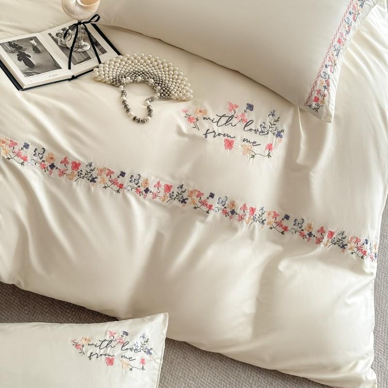 A-Line Luxury Embroidered Cotton Bedding Set 4-Piece Soft Breathable All-Season Bed Linens