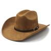 New suede western cowboy hat fashion one-word top big head circumference hat outdoor performance jazz top hat