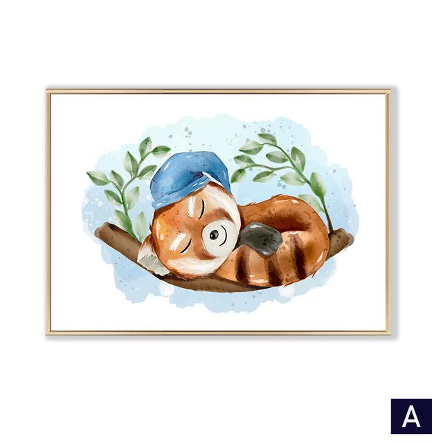 

Мультфильм милый енот Бегемот настенная живопись на холсте скандинавские детские постеры и принты настенные панно Декор для детской комнаты 21cm×30cm NoFrame