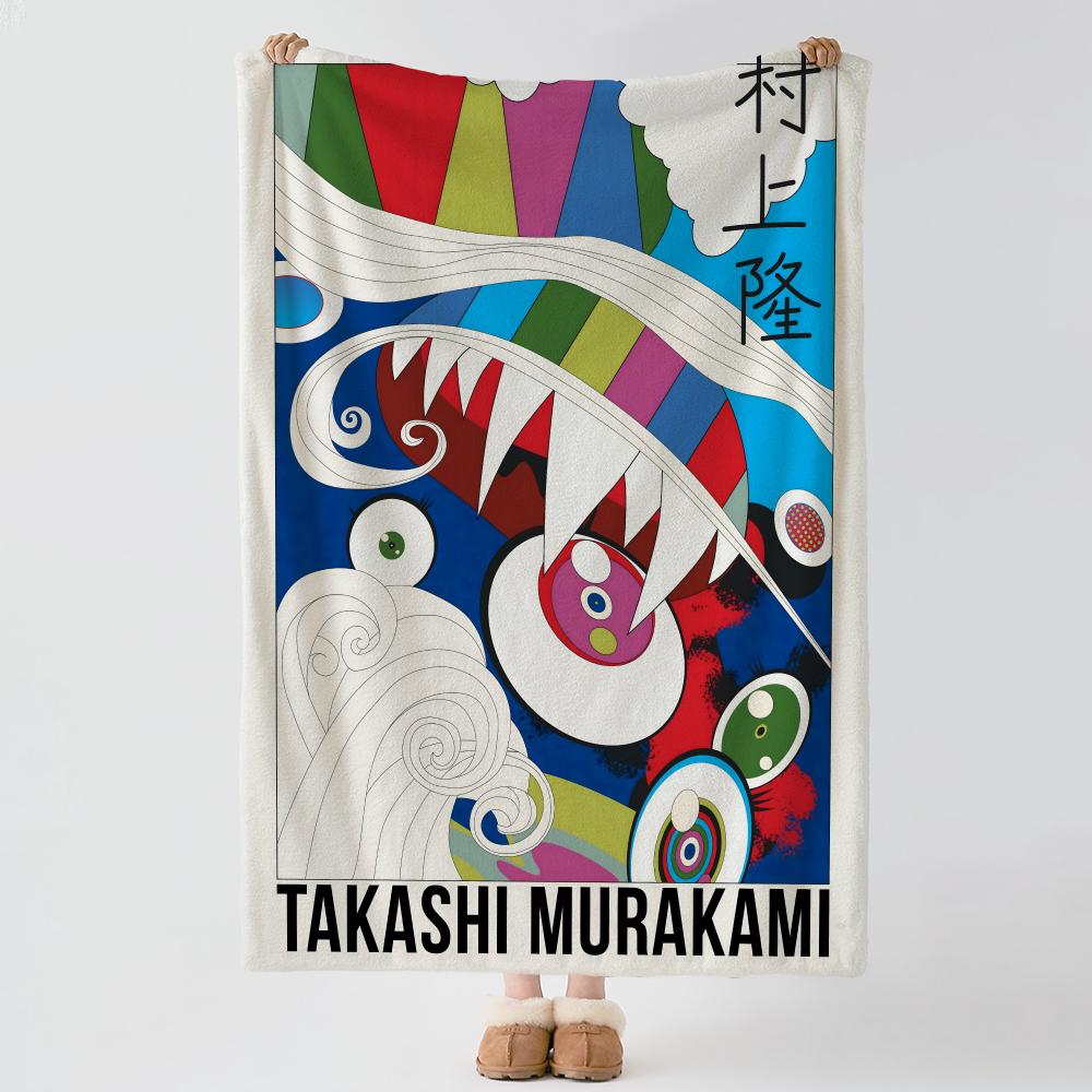 Couverture Jetée Douce Chaude en Flanelle Artiste TTakashi MMurakami Jetée Polyvalente pour Lit Canapé Bureau Climatisation Couverture de Sieste